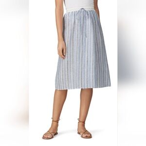 Sita Murt 💚 100% Linen Skirt Blue White Stripes Size 38 US 6